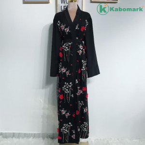 Muslim Women Maxi Dress Fashion Floral Print Baju Jubah Muslimah Long-sleeved Dress Dubai Party Islamic Gown