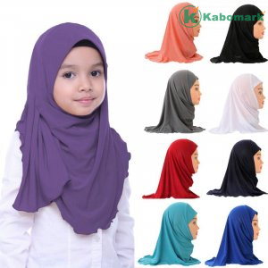 1PC Flower Headscarf Girls Kids Islamic Arab Scarfs Shawls Muslim Hijab Scarf Fit 2-7 Years Old