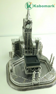 Large Kaba Haram Makki Home Decor Makkah with 99 Allah Names and clock tower comes in Silver & Gold Islamic Ornament Gift worth 90 pound