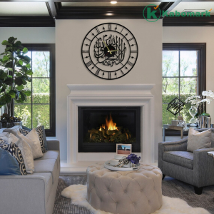 Kalima Shahada Metal Wall Clock with Roman Numerals; Wall Decor, Wall Art Islamic -24" Silent Arabic Calligraphy Clock Islamic Muslim Gifts