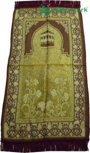 Turkish Prayer Mat QUB001 Islamic Thin Sajadah Muslim Salat Carpet Musallah Janamaz House Decor Eid Ramadan Gift (Gold/Red)