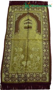 Turkish Prayer Mat QUB001 Islamic Thin Sajadah Muslim Salat Carpet Musallah Janamaz House Decor Eid Ramadan Gift (Gold/Red)
