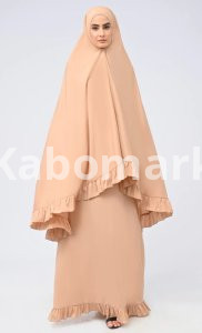 Maghrib Modest Sand Lace Detailing Khimar Prayer Dress For Women