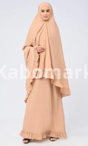 Maghrib Modest Sand Lace Detailing Khimar Prayer Dress For Women