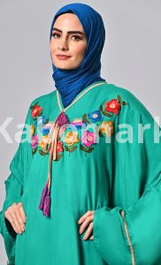 Modest Luxurious kaftan embroidered tunic with tassels